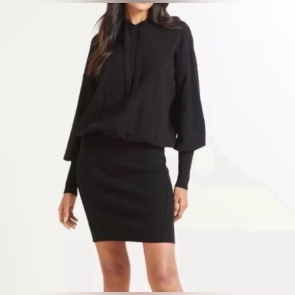 Evereve Black Hooded Sweater Dress Sz XS